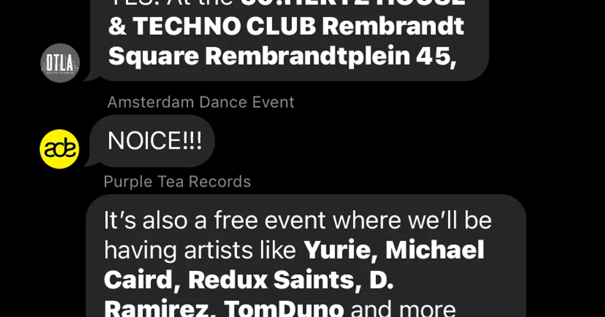 Cover image for Purple Tea x DTLA Records Annual Label Showcase - 50:HERTZ HOUSE & TECHNO CLUB Rembrandt Square — ADE